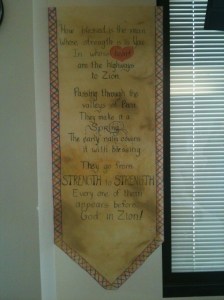 Banner of Psalm 84 in hospital room